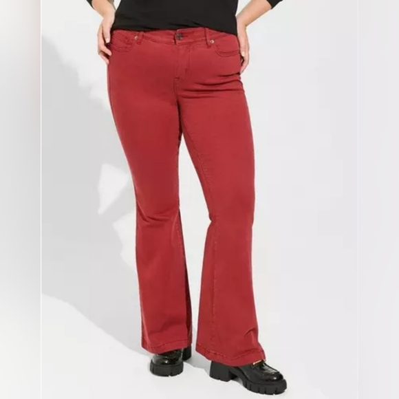 Torrid Red Flare Jeans - Picture 1 of 14
